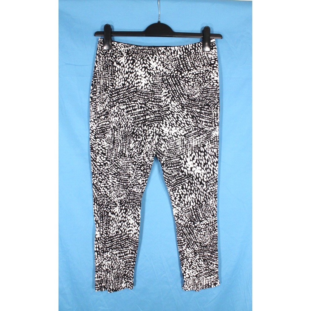 LYSSE Black/White JAVA CONTROL WAISTBAND Mid-Rise ZIP ANKLE Stretch LEGGINGS L
